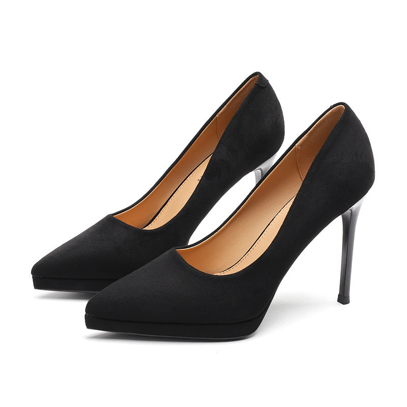 Check Pointed Fine High Heels