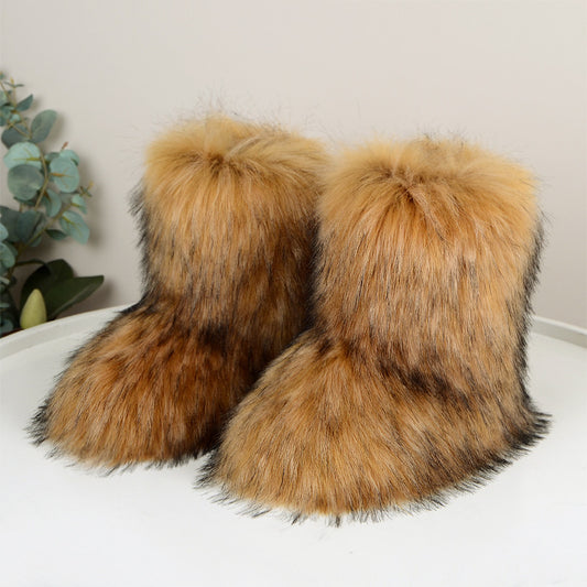 Wild Warm Mid-Calf Fur Boots