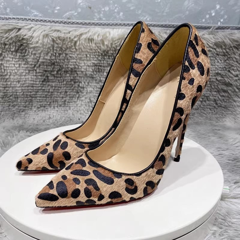 Suede Leopard Print High Heels