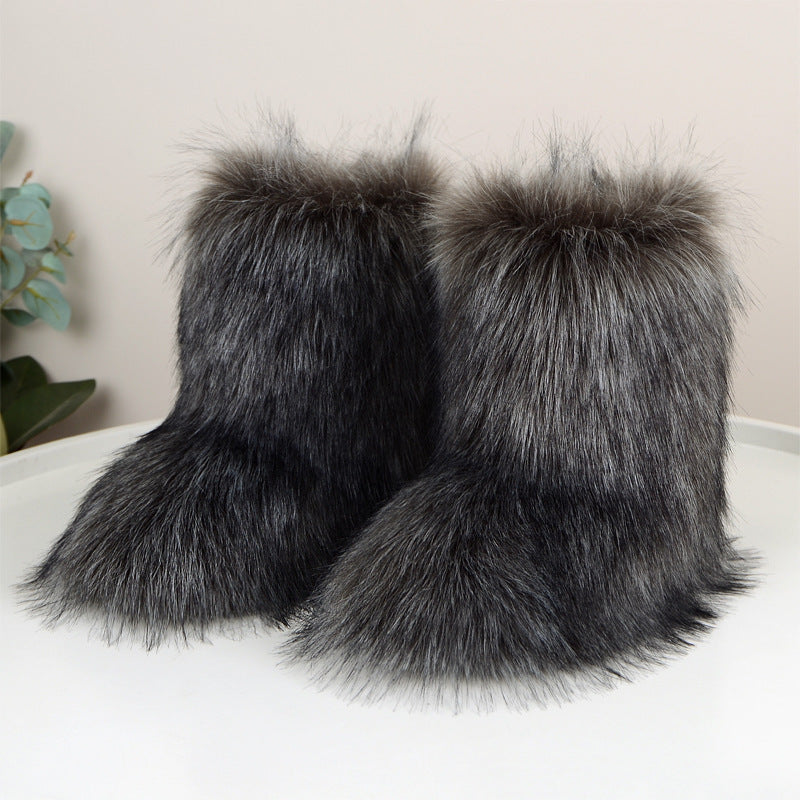 Wild Warm Mid-Calf Fur Boots