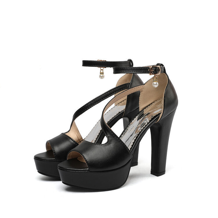 Peep Toe Roman Thick Heels