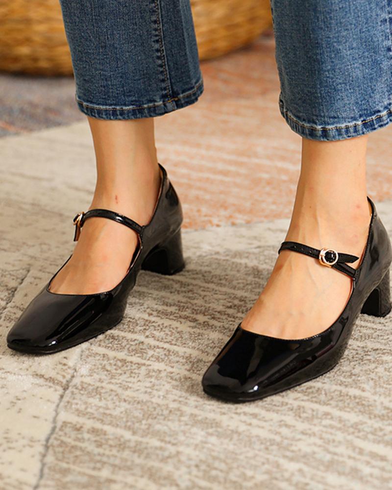Mary Jane Square Toe Heels