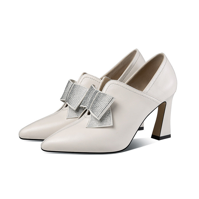 Rhinestone Bow High Heels