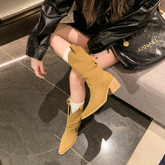 Pointed Chunky Heel Western Cowboy Boots