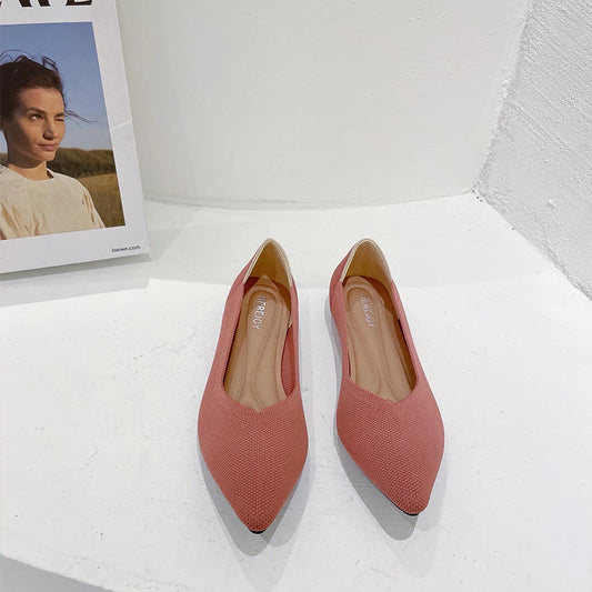 Shallow Mouth Braided Pointed Flat Bottom Shoes