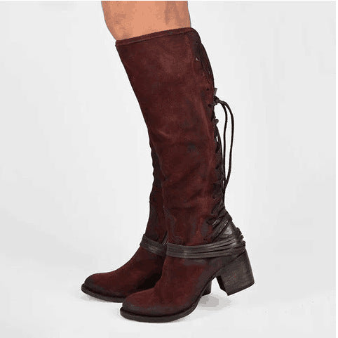 Chunky Back Bandage Tall Knight Boots