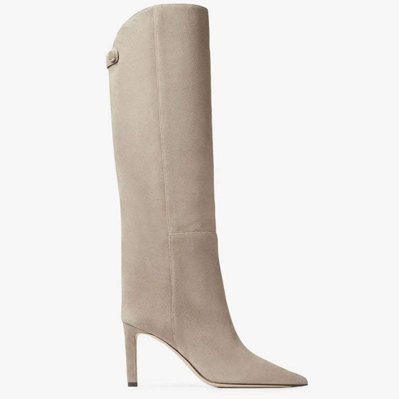 Simple Style Catwalk Pointed-Toe Stiletto Straight Boots