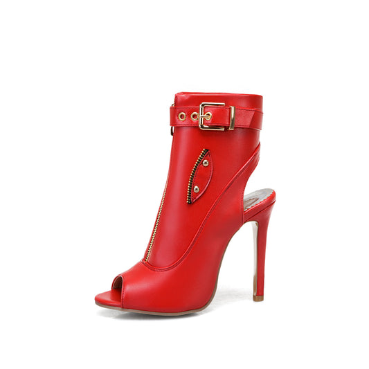 Stiletto Peep-toe Boot High Heel