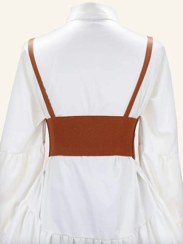 Leather Solid Buckle Harness Belt