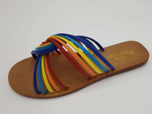 Rainbow Strap Flat Sandal