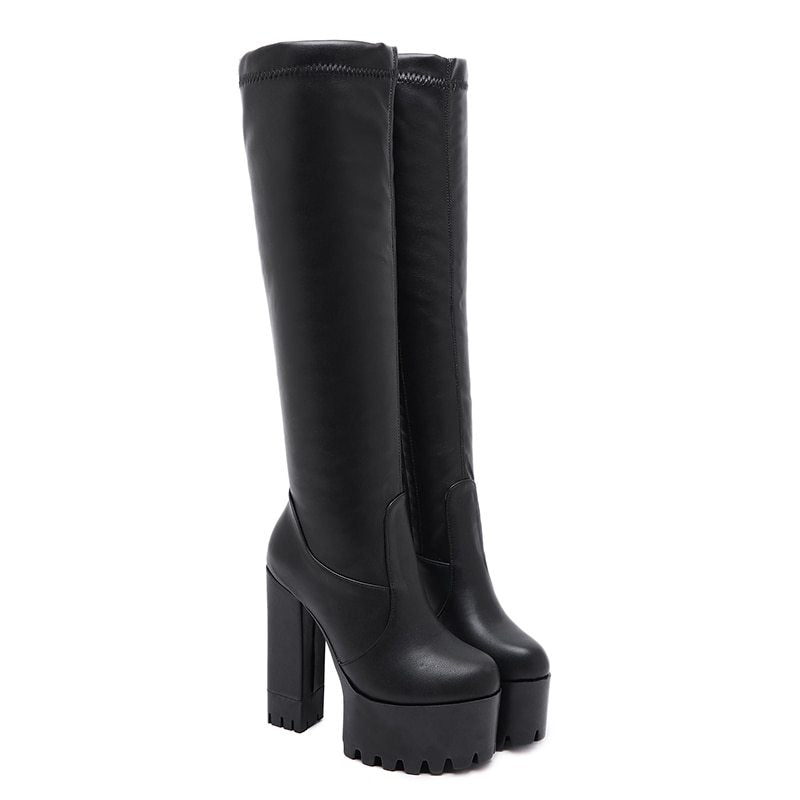 Knee-High Elastic Boots