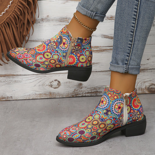 Pattern Short Boots