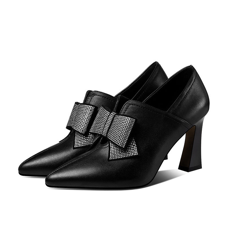 Rhinestone Bow High Heels