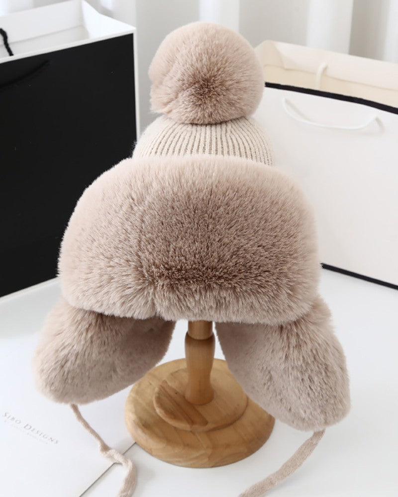 Pom Ball Knitted Earmuff Ski Hat