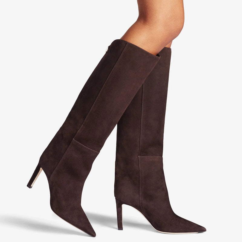 Simple Style Catwalk Pointed-Toe Stiletto Straight Boots