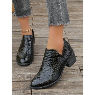 Texture Pattern Zip Ankle Boots