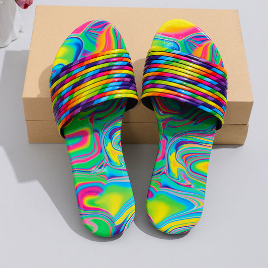 Rainbow Flat Slipper Sandals