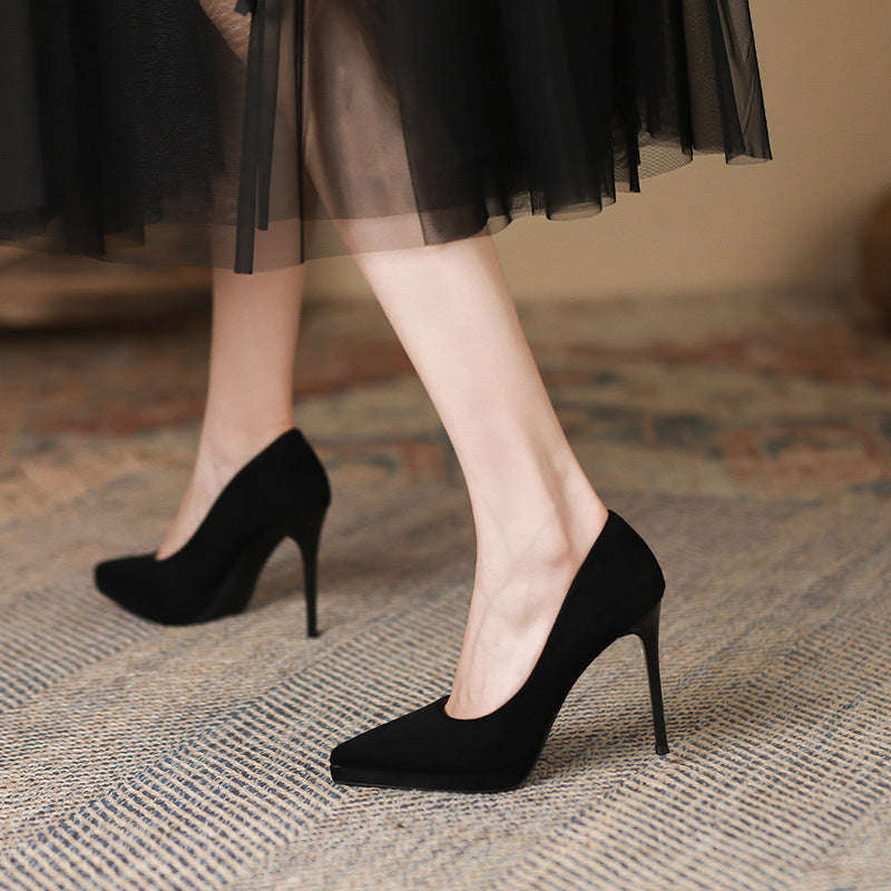 Check Pointed Fine High Heels