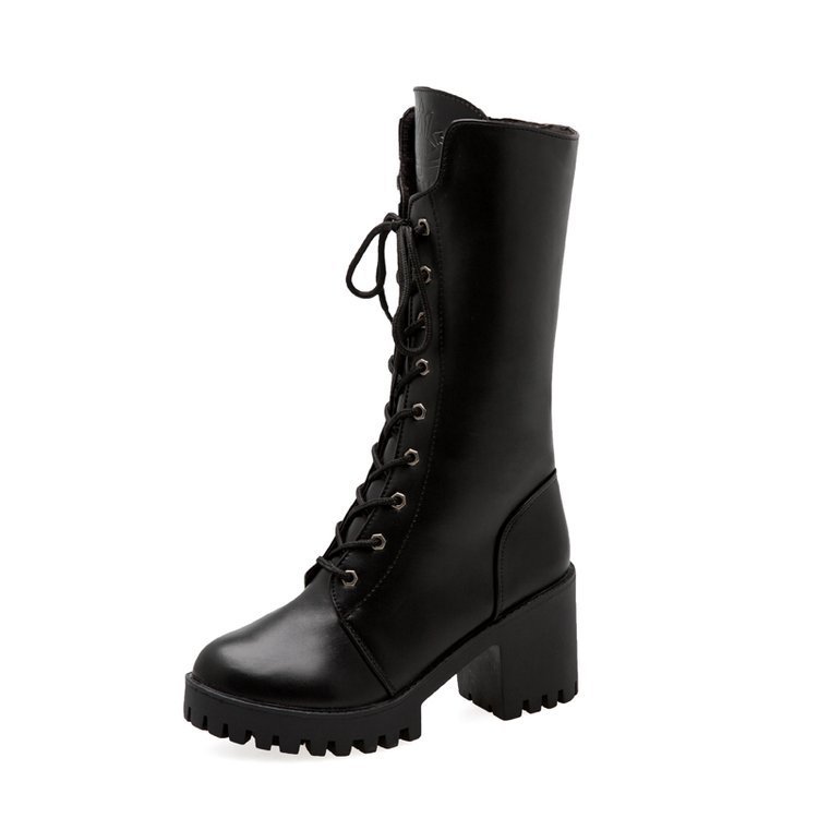 Thick Bottom Lace-up Boots