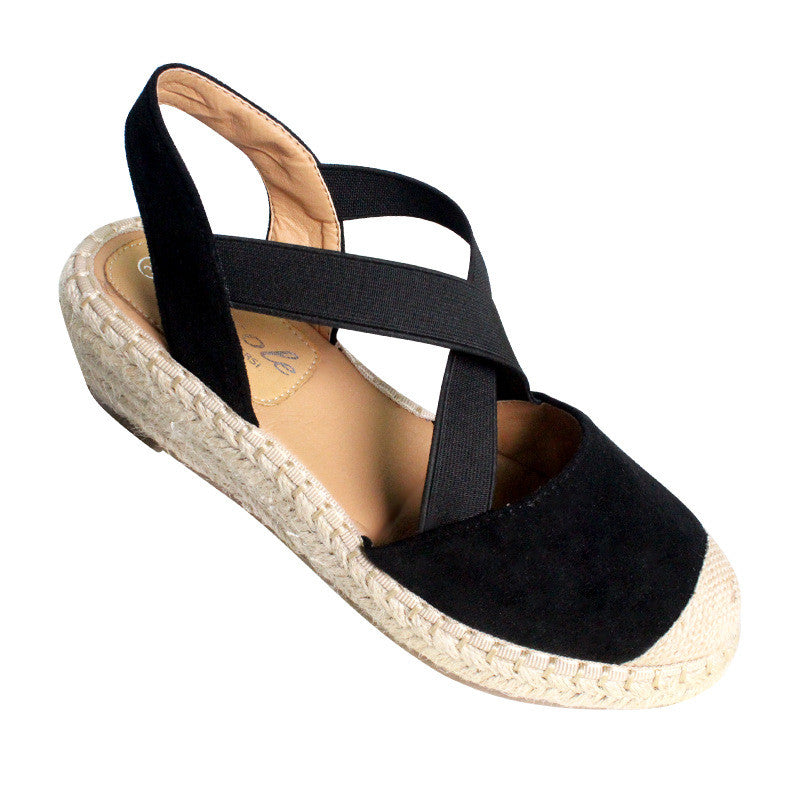 Cross Strap Wedge Sandals
