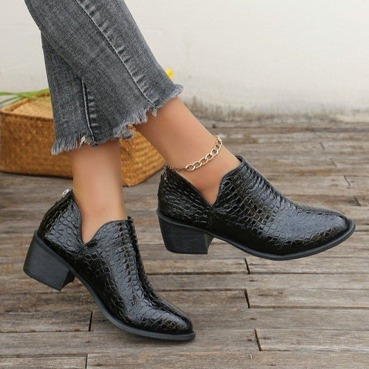 Texture Pattern Zip Ankle Boots