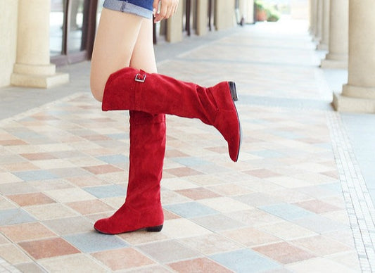 High Leg Suede Ethnic Style Knight Boots