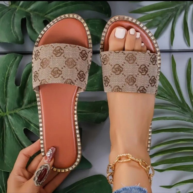 Print Flat Non-slip Slide Slippers