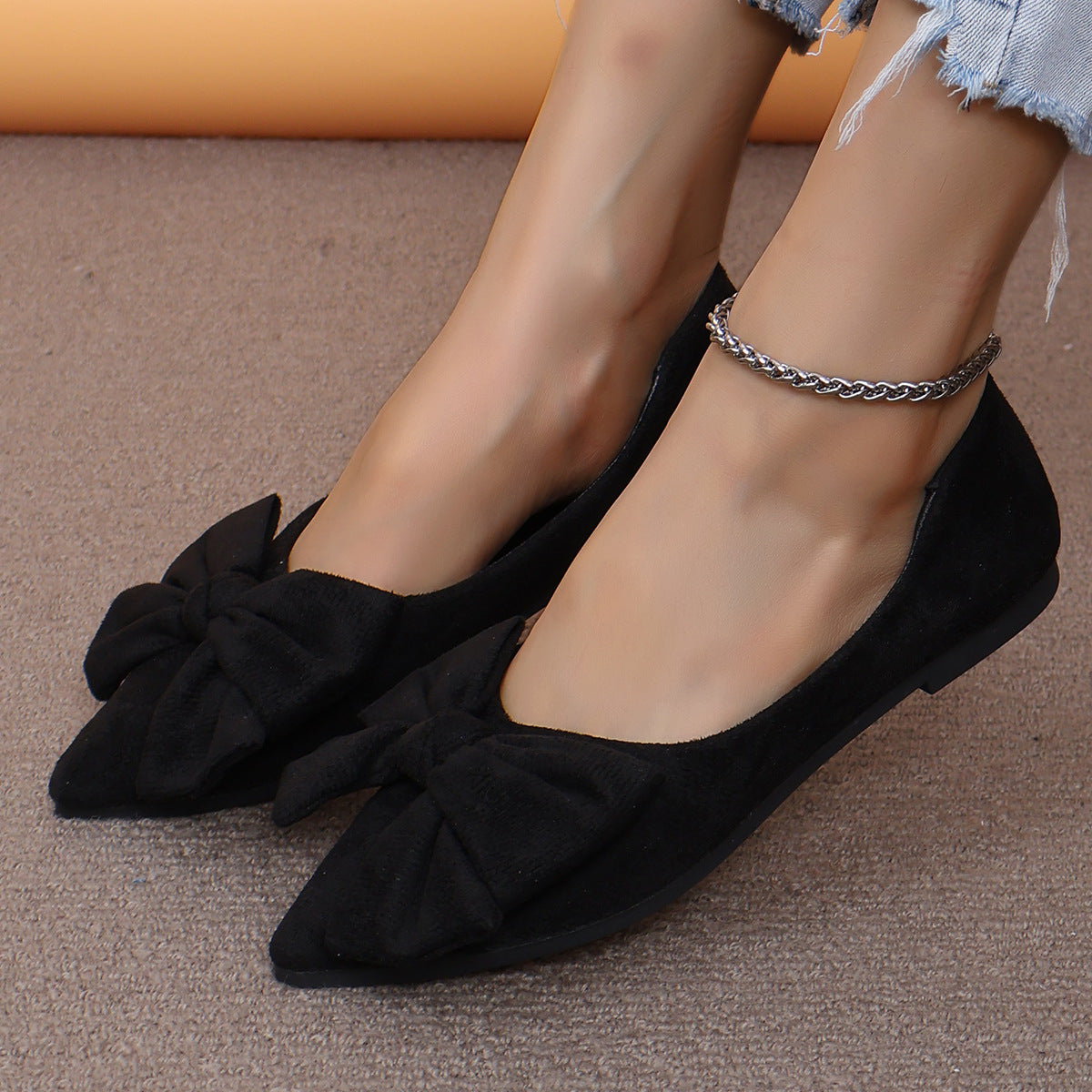 Big Bow Flat Pointed-toe Low-Heel Shoes