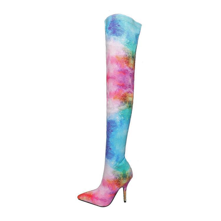 Iridescent Over-the-knee Elastic Boots