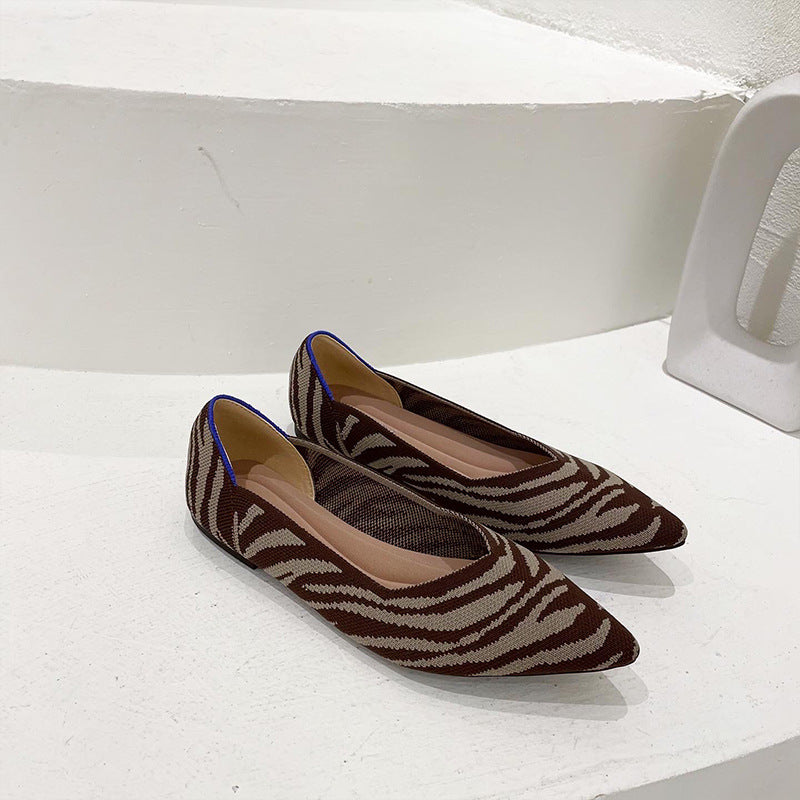 Shallow Mouth Braided Pointed Flat Bottom Shoes