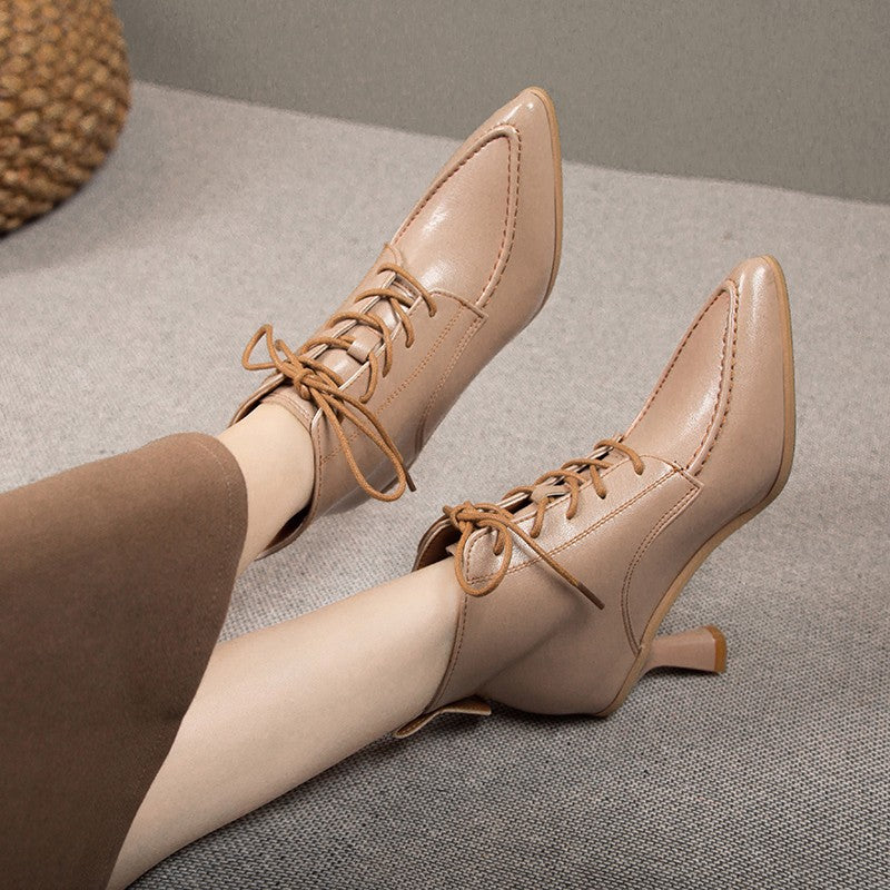French Retro Pointed Ankle Boots