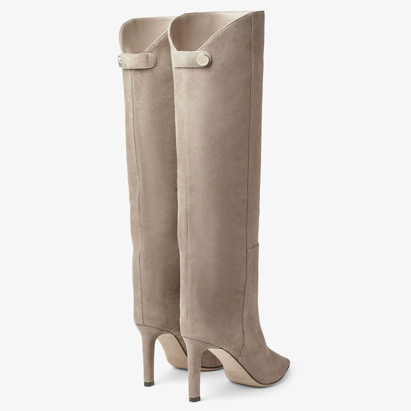 Simple Style Catwalk Pointed-Toe Stiletto Straight Boots
