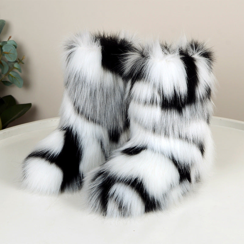 Wild Warm Mid-Calf Fur Boots