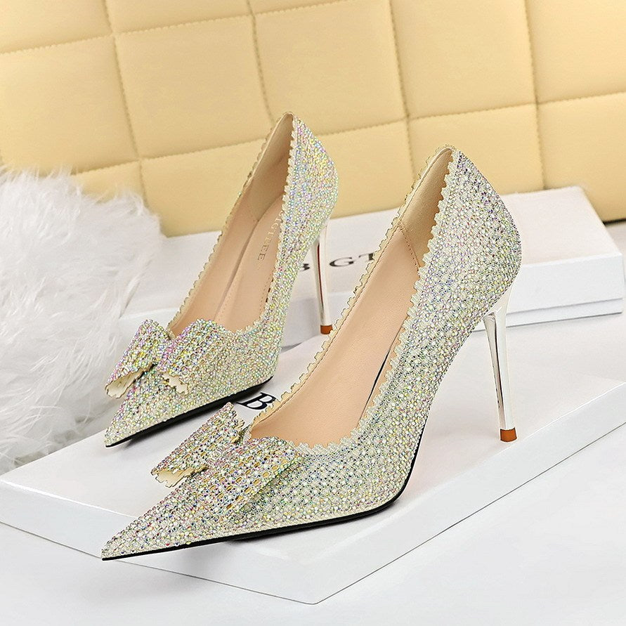 Sweet Princess Bow Toe Thin Shallow Mouth High Heels