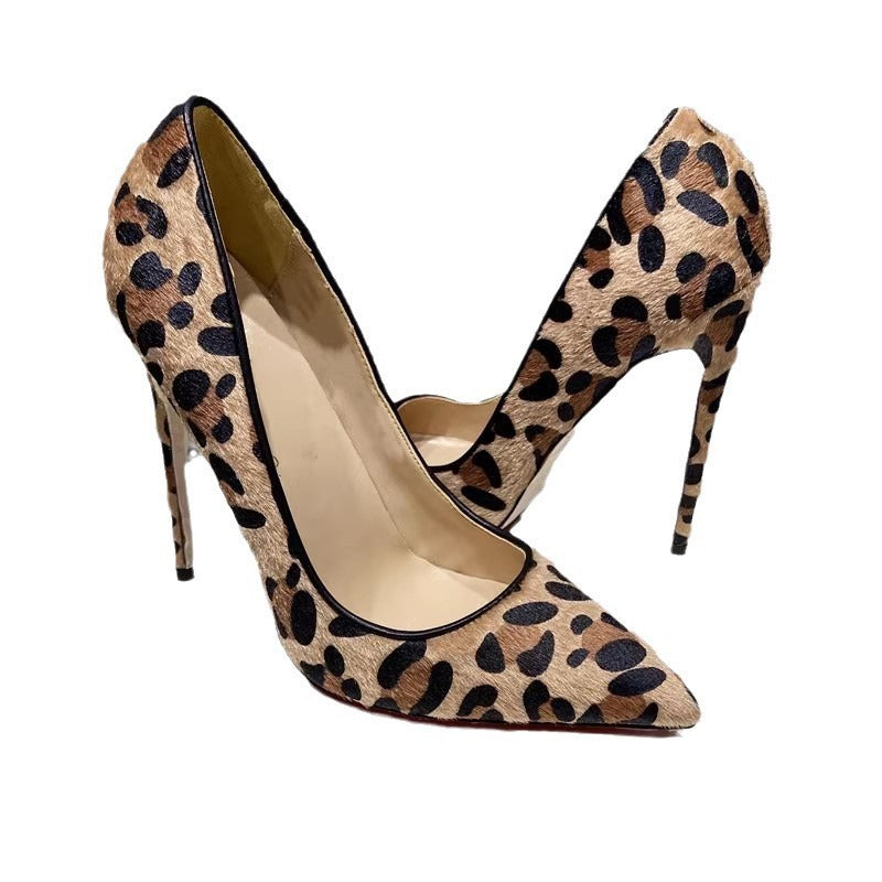 Suede Leopard Print High Heels