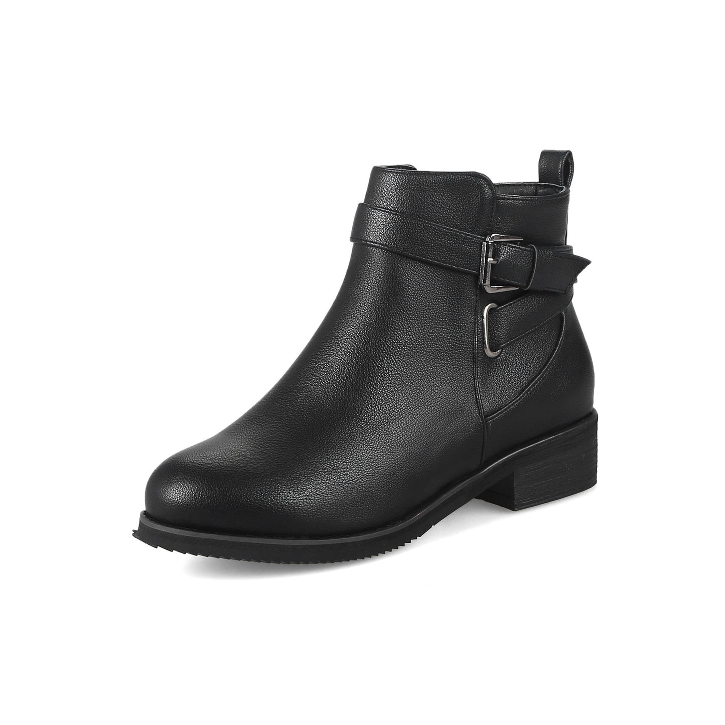 Martin Round Toe Short Low Heel Boots