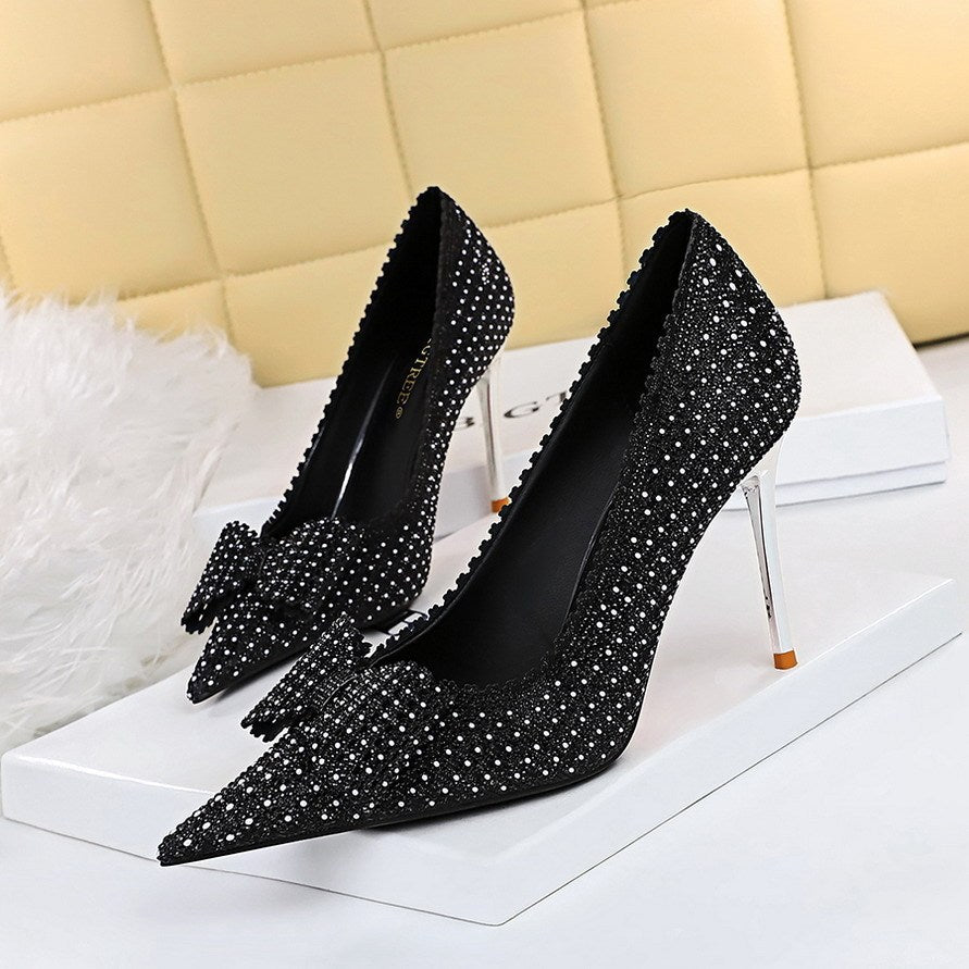 Sweet Princess Bow Toe Thin Shallow Mouth High Heels