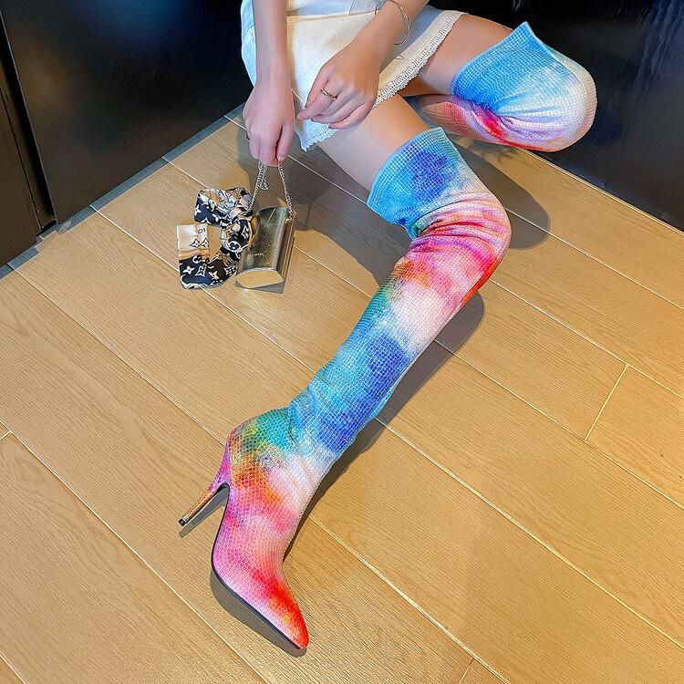 Iridescent Over-the-knee Elastic Boots