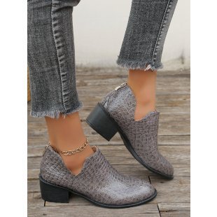 Texture Pattern Zip Ankle Boots