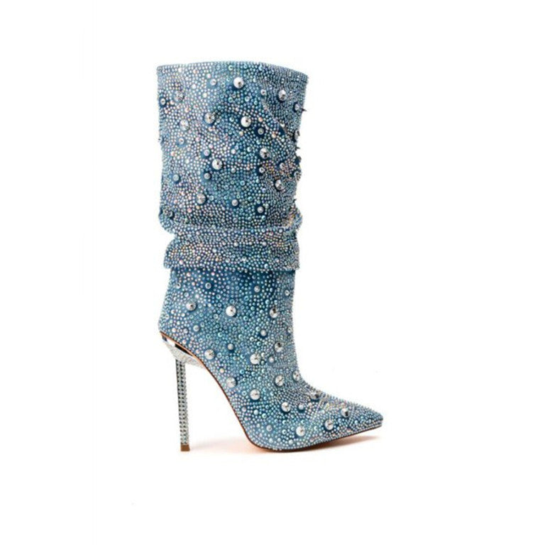Jewel Pointy Heel Boots