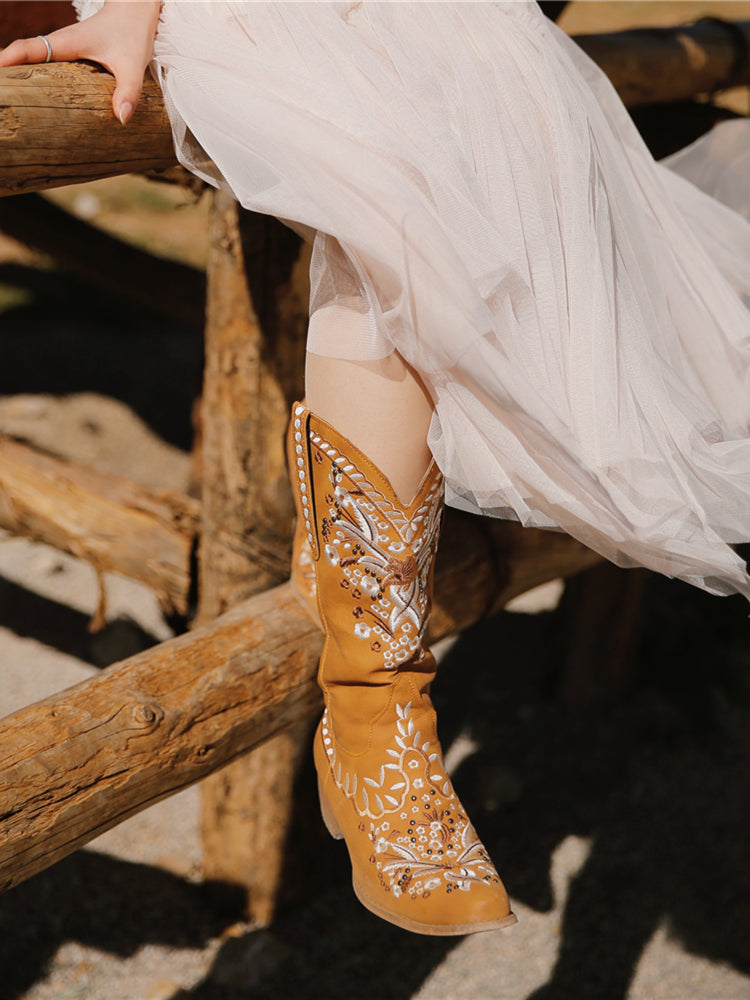 Embroidered Bohemian Knight Boots