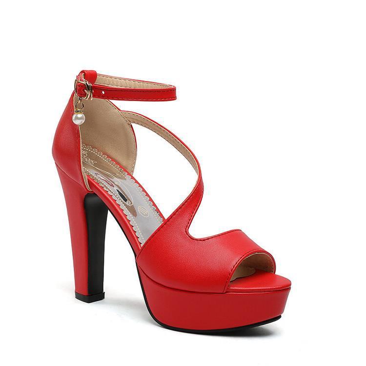Peep Toe Roman Thick Heels