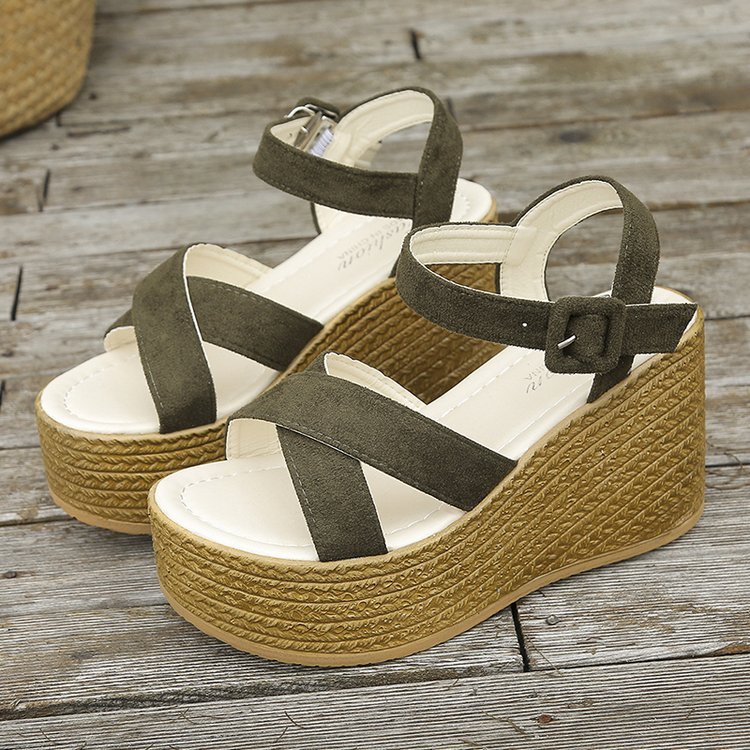 Wedge Non-slip Cross-strap Platform Hemp Heel Sandals