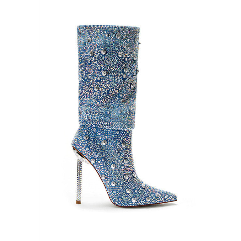 Jewel Pointy Heel Boots