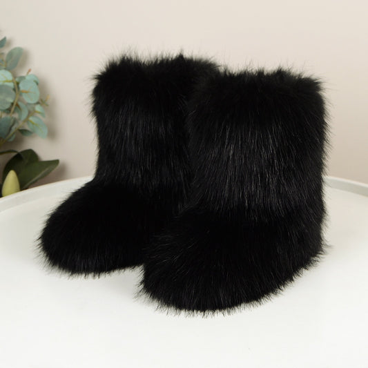 Wild Warm Mid-Calf Fur Boots