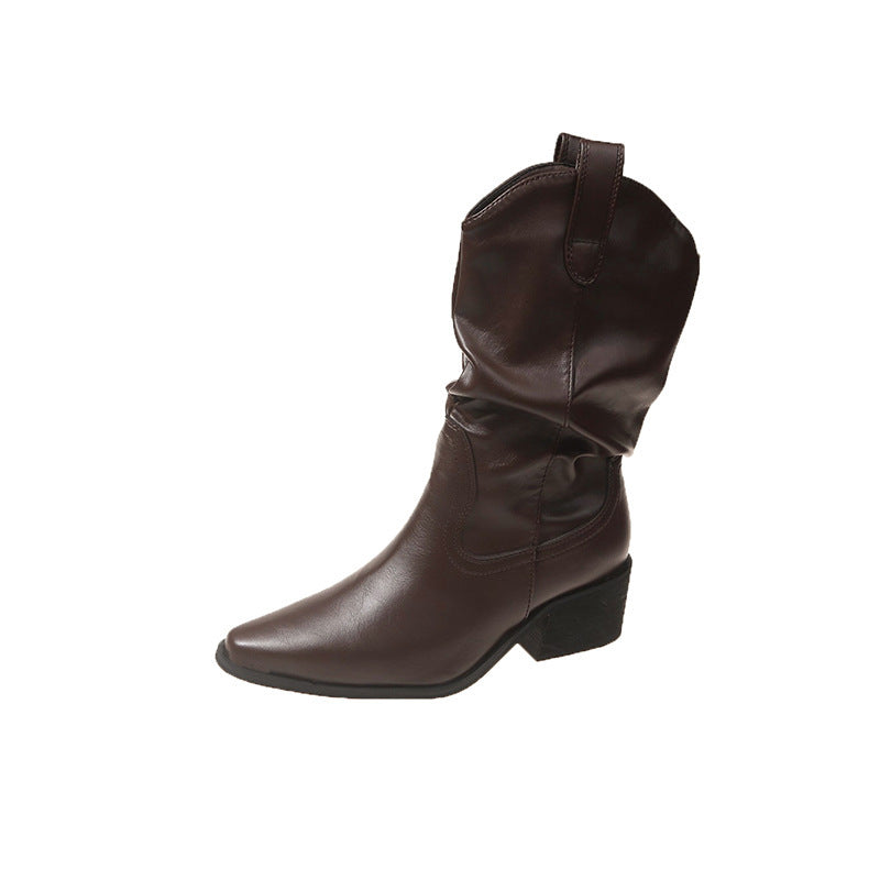 Pointed Chunky Heel Western Cowboy Boots