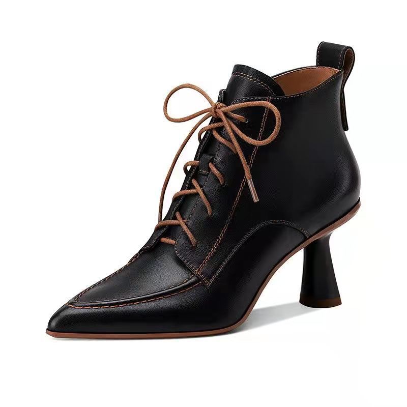 French Retro Pointed Ankle Boots