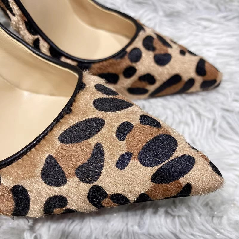 Suede Leopard Print High Heels