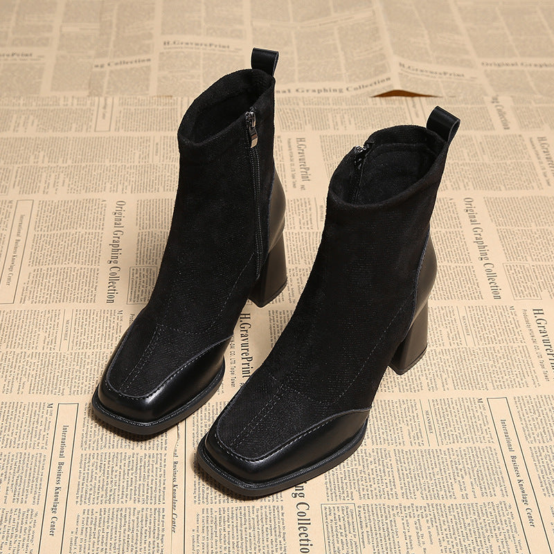 British Style Chunky Heel Boots