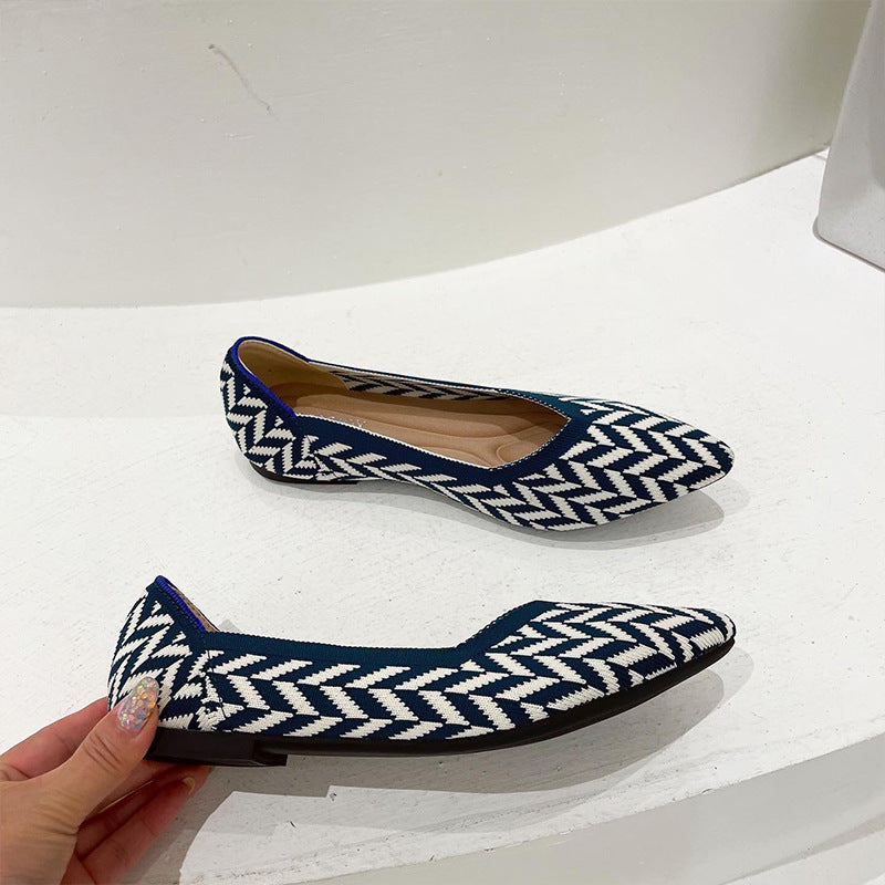 Shallow Mouth Braided Pointed Flat Bottom Shoes